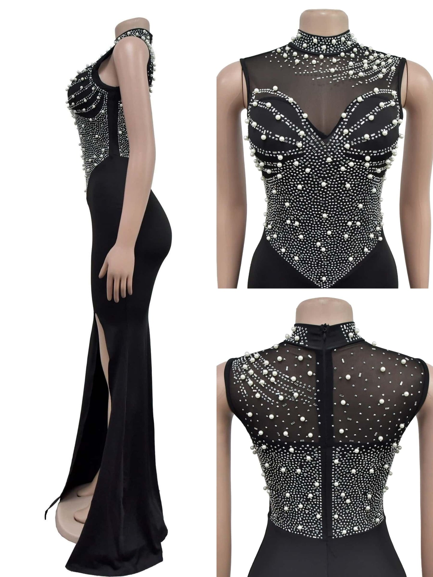 Figdaw Sequin Formal Gowns Elegant Evening Dresses for Women 2024 2025,Sexy Long Rhinestone Sparkly Prom Dress,Black,XXL,C6913